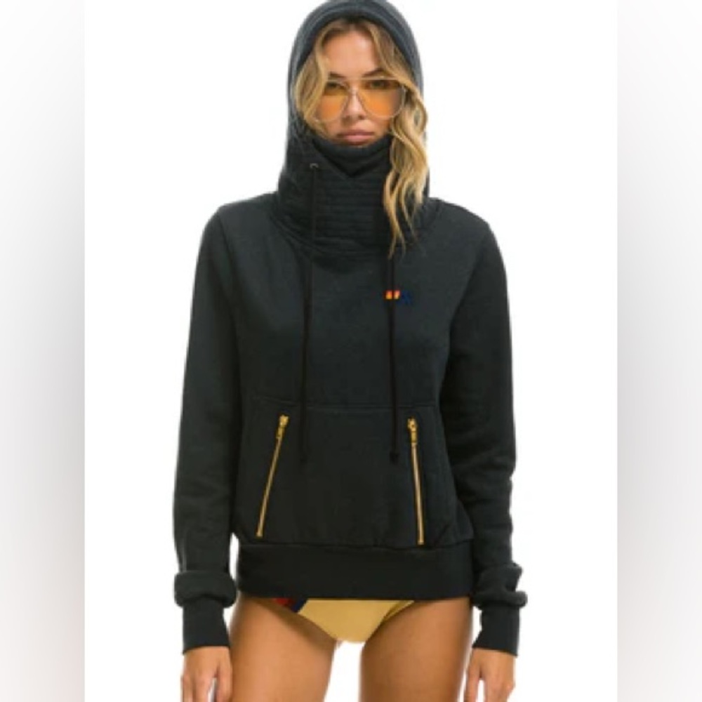 Aviator Nation Black Charcoal Hoodie Pullover